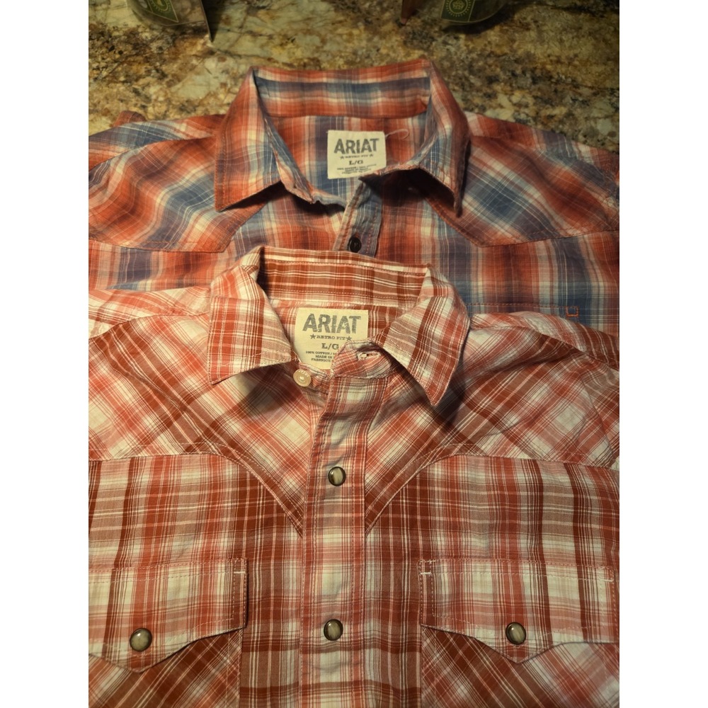 Ariat Mn Large Lot Of 2 Retro Fit LS Shirt,Rodeo, Ranch, Cowboy, Workwear,Casual